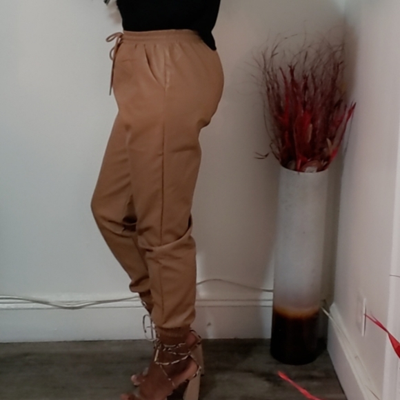 Faux Leather Joggers - Picture 3 of 6